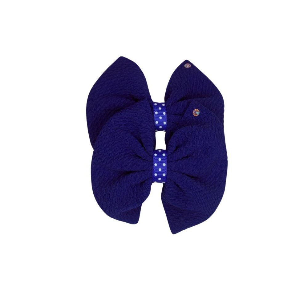 Navy Blue Hair Bow Set with Polka Dot Center – Classic & Cute